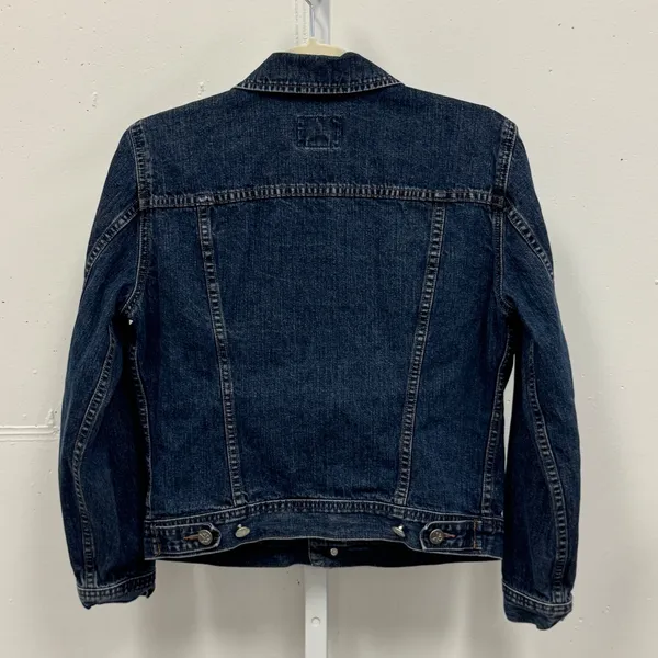 Calvin Klein Jeans Women's Dark Wash Denim Trucker Jacket Blue Cotton Size Small - Image 2
