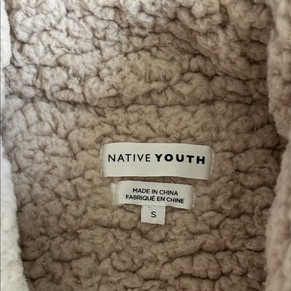 NATIVE YOUTH Cream Sherpa Jacket - Image 2
