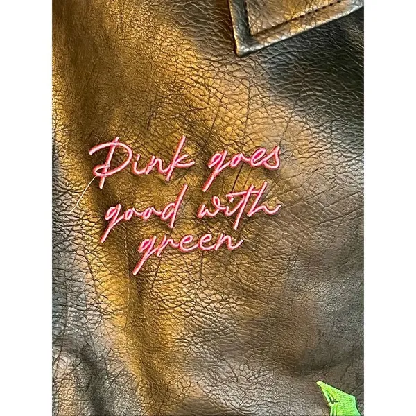 Wicked Glinda Alphaba Faux Leather Moto Jacket Size Small - Image 6