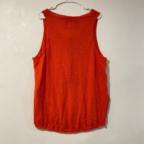 Free People We The Free Orange Henley Tank Top XL Oversized Boho - Image 3