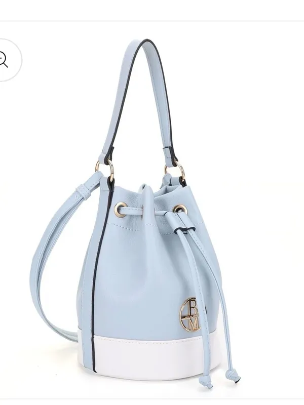 BADGLEY MISCHKA NEW YORK THE RAE BUCKET BAG in Blue & White NWT - Image 2