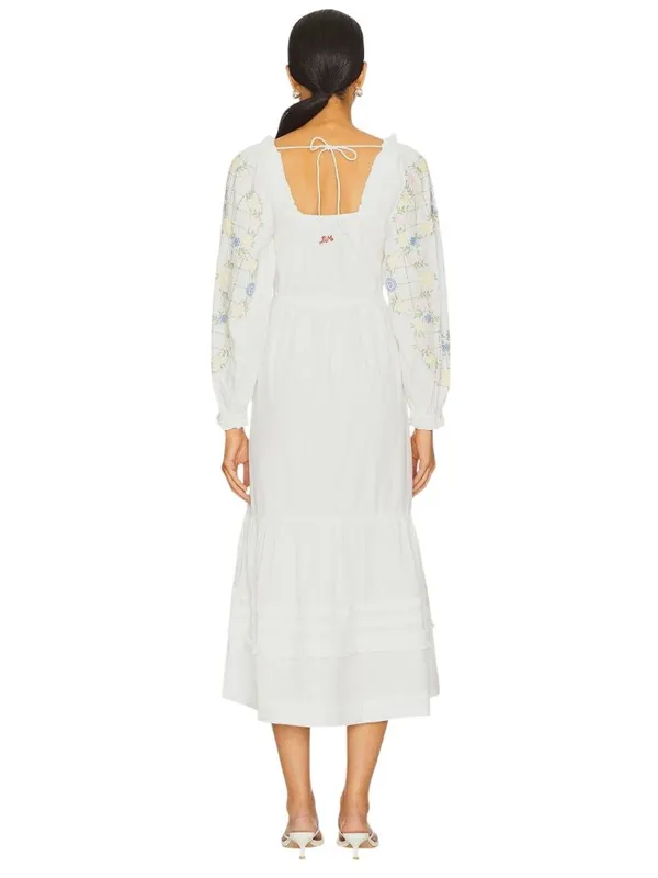 Damson Madder Junia Midi Dress in Embroidered 6 New Floral Cotton - Image 2