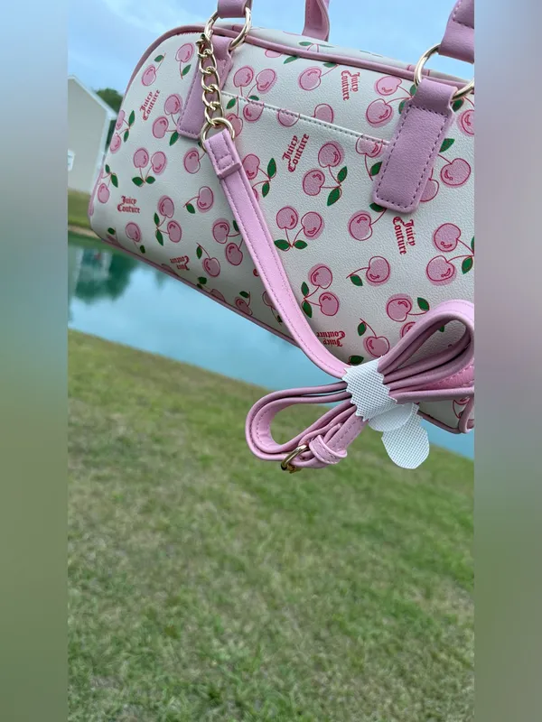 Juicy Couture "Cherry Girl" satchel bag in a soft white and pink colorway nwt - Image 3