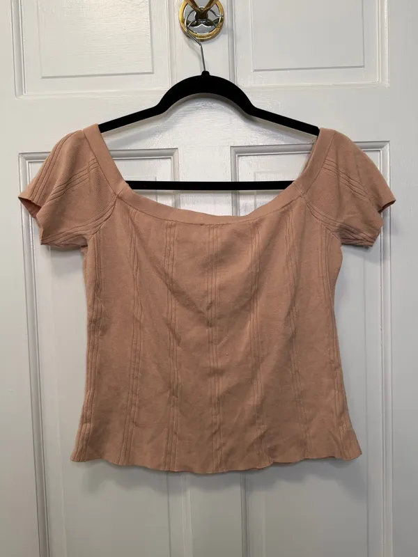 L’AGENCE Yuki Fitted Rib Off The Shoulder Top‎ Size Large - Image 7