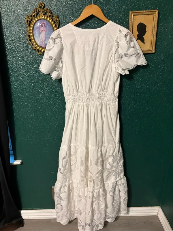 Anthropologie The Somerset Maxi Dress: Cutwork Edition White Sz Medium - Image 4