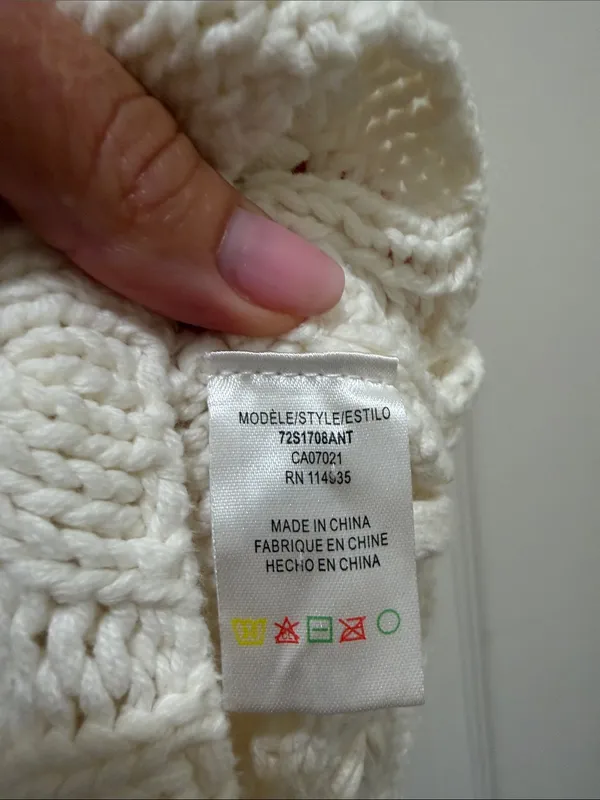 Anthropologie Cream Cable-Knit Cowl Neck Knit Poncho - XS - Image 5