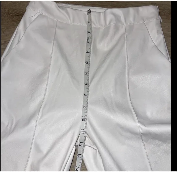 Venti 6 pleather high waist wide leg white pants S - Image 8
