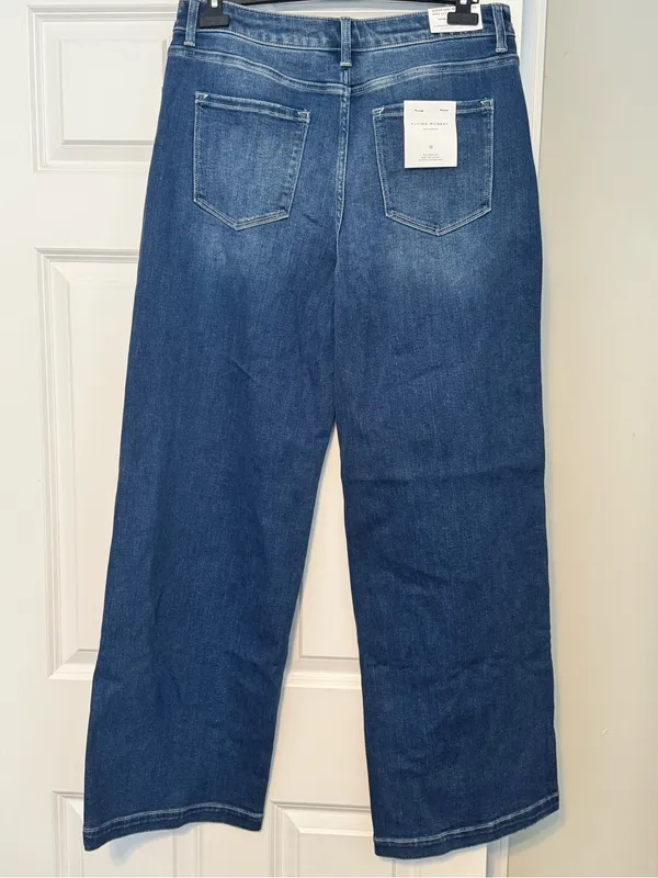 NWT Flying Monkey Stretch Dark High Rise Wide Leg Relaxed Fit Jeans Size 32 x 32 - Image 3