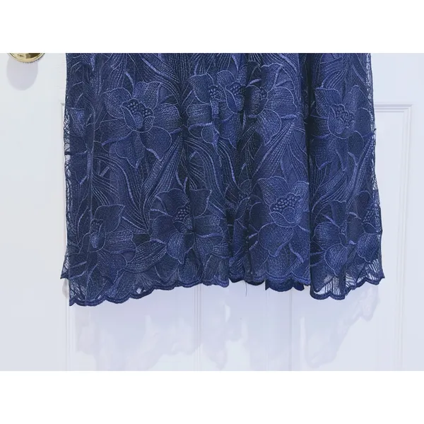 Alex Evenings Embroidered Floral Sheer Midi Dress Womens L Mother of the Bride - Image 6