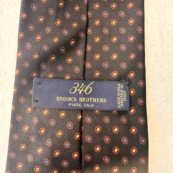 Vintage Brooks Brothers Makers England Men's Tie Silk Brown Geometric Necktie - Image 7