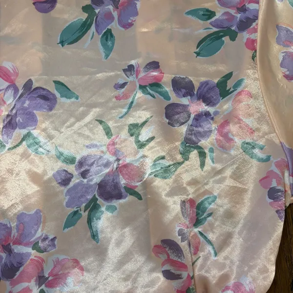 VTG Victorias Secret‎ Gold Label Floral Satin Robe Lace Light Pink Romantic sz M - Image 14