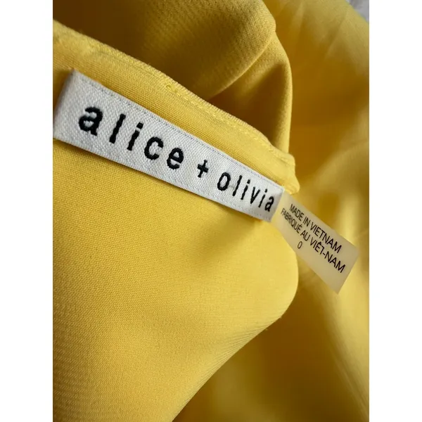 Alice + Olivia Virgil Belted Mini Dress Women's 0 Yellow Boat Neck - Image 6