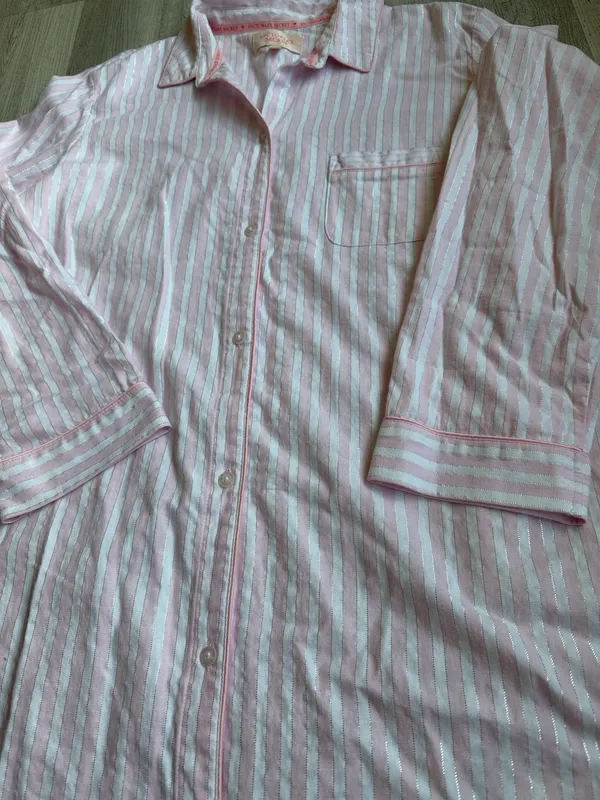 Victoria’s Secret Pink Striped Button Up Shirt Size L Pajama Lounge Top - Image 5