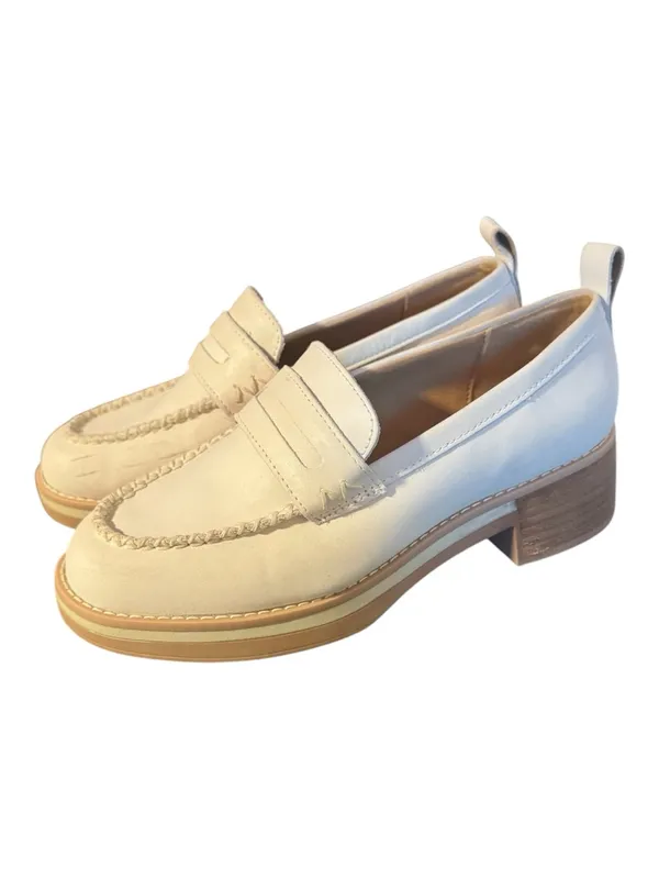 Crown Vintage Nirea Ivory Leather Platform Loafers Block Heel Size 7.5 - Image 2