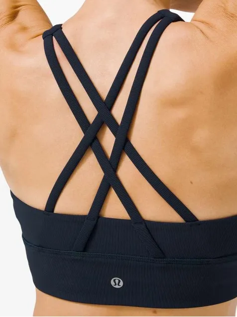 Lululemon Energy Bra High Neck Long Line Rib True Navy - Image 5
