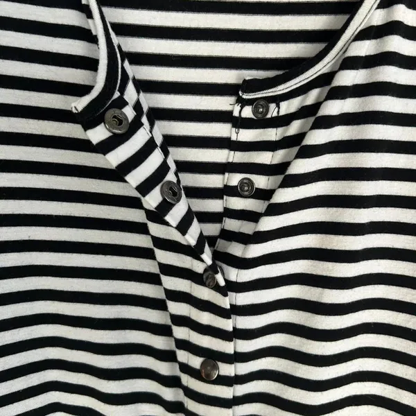 Torrid‎ Black and white striped snap button up tank dress 00 - Image 3