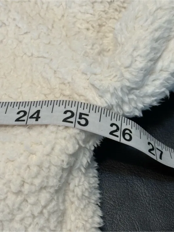 Athleta Cream Sherpa Pullover Satin Trim Jacket With Zipper Pockets size XL - Image 10