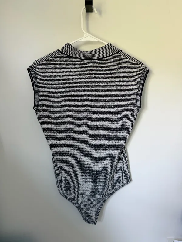 ZARA Striped Bodysuit Navy and White - Image 3