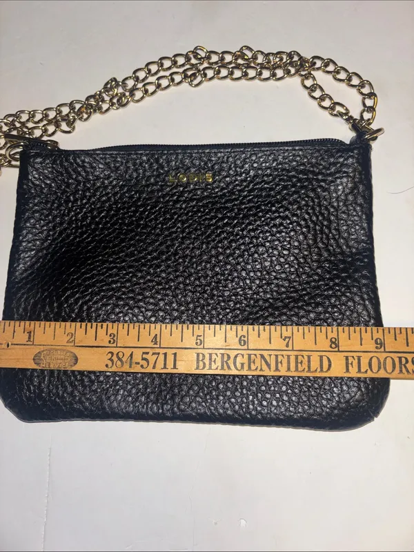 Lodis Black Pebbled Leather Shoulder Bag W/ Gold Chain Preloved Great Condition - Image 9