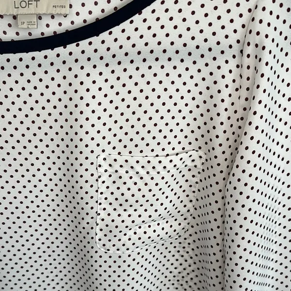 LOFT White and Purple Long Sleeve Blouse - Image 4