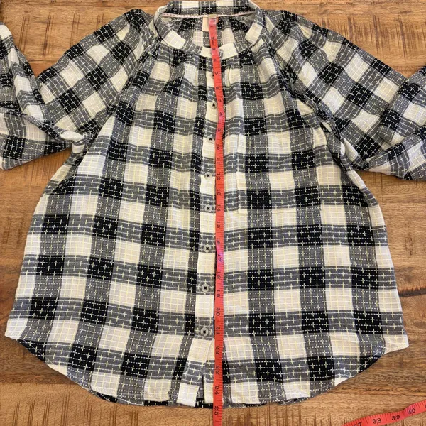 Anthropologie Pilcro Puff Sleeve Button Top M Gingham Plaid Wool Blend Cottage - Image 13