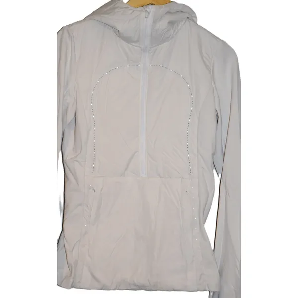 Lululemon Light Cream Primaloft Hooded Anorak Jacket Women's Activewear Size 6/8 - Image 2