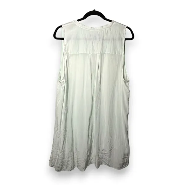 Eileen Fisher | XL | 100% Silk Sheer Mint Green Sleeveless Button-Up Blouse Top - Image 4