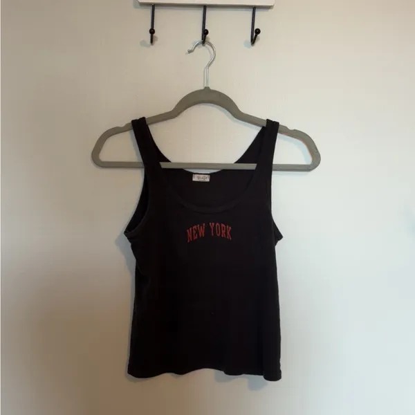 Brandy Melville Black Tank Top with Red Print - Image 2