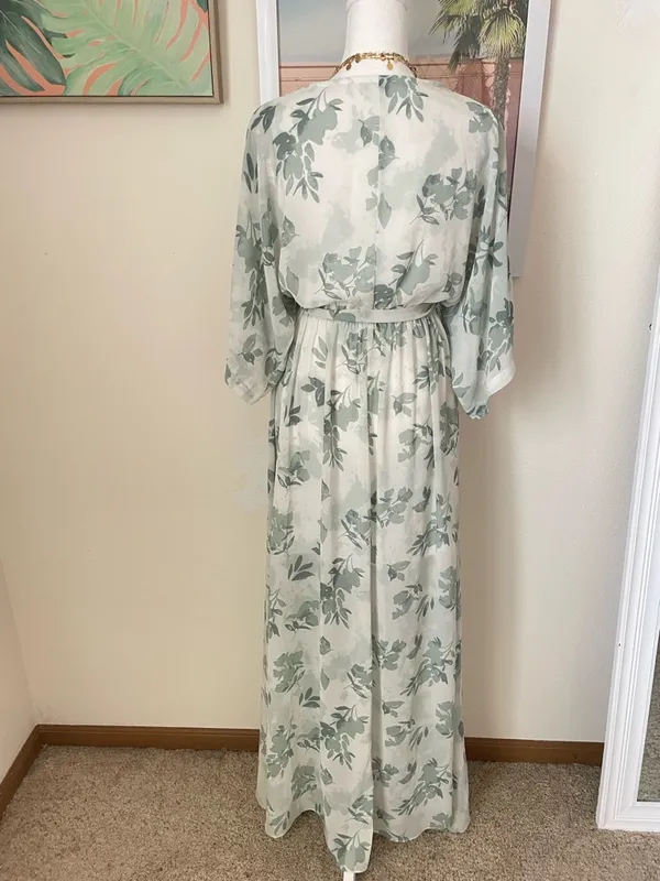 Baltic Born Kia Kimono Maxi Dress in Sage Floral XS - Image 6