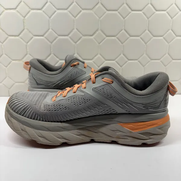 Hoka One One Bondi 7 Running Shoes Women 9 Grey Orange Cushioned 1110519 HMSH - Image 6