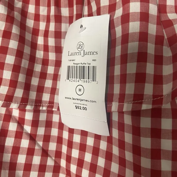 Lauren James Red White Gingham One Shoulder Top Tomato Girl Summer Blouse M‎ - Image 2