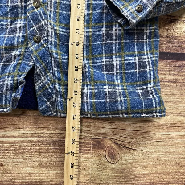 Grit Iron Workwear M Button Up Sherpa Lined Flannel Hooded Jacket Blue - Image 8