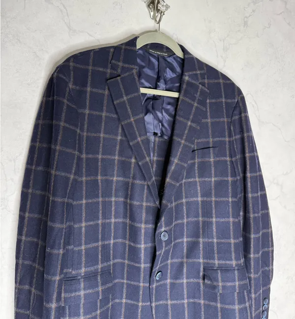 Vintage wool windowpane plaid wool cashmere sports coat - Image 2