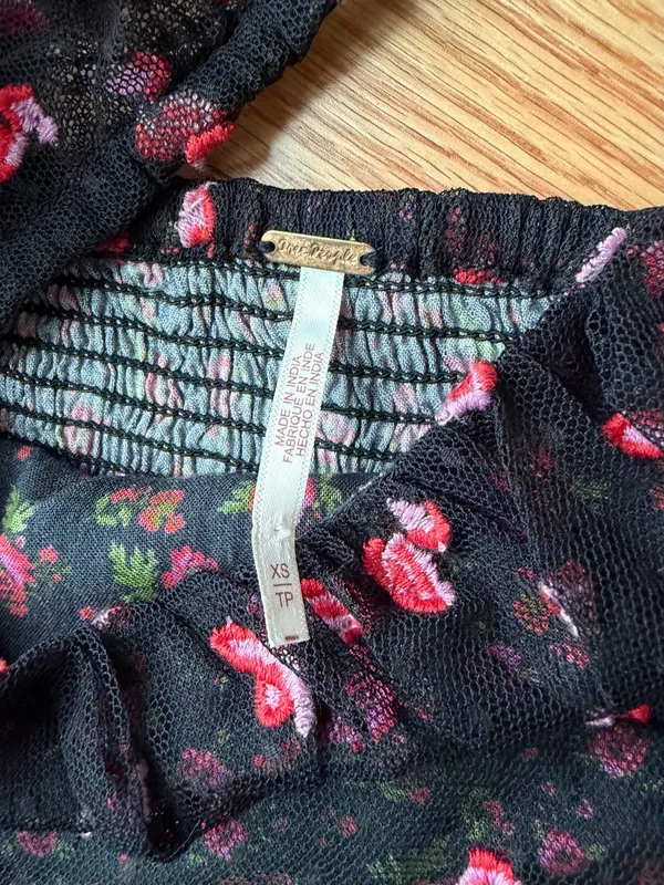 Free People Sugar and Spice Floral Mesh Mini Dress XS - Image 4