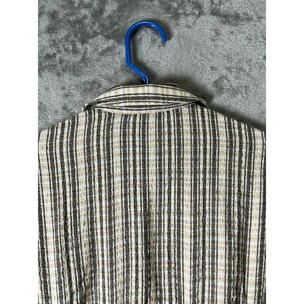 Pilcro Striped Button Front Pintuck Blouse Short Sleeve Tunic Top XXS Neutral - Image 4