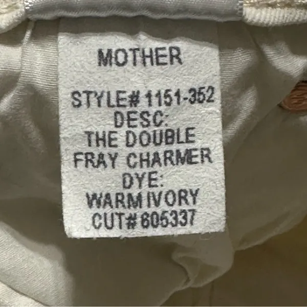 Mother Denim Women’s Size 26 Warm Ivory Double Fray Charmer Skinny Jeans - Image 9