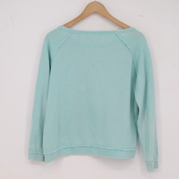 U.S. Apparel Sweatshirt Womens S Ocean Park ME Graphic Mint Green Raw Hem - Image 5