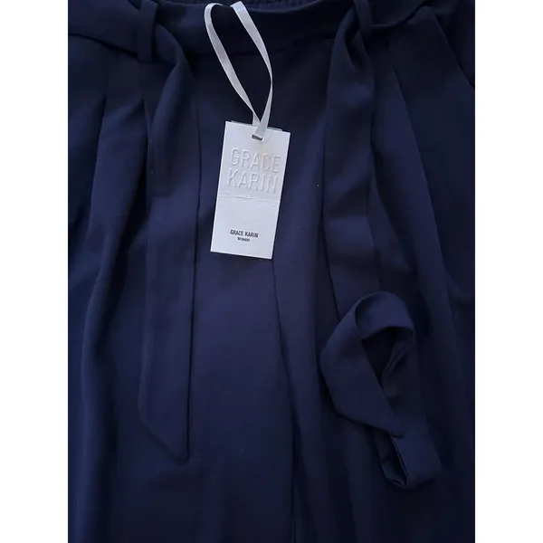 Women's Grace Karin Casual Self Tie Bow-Knot Ankle Length Pants Med NWT‎ Blue - Image 5