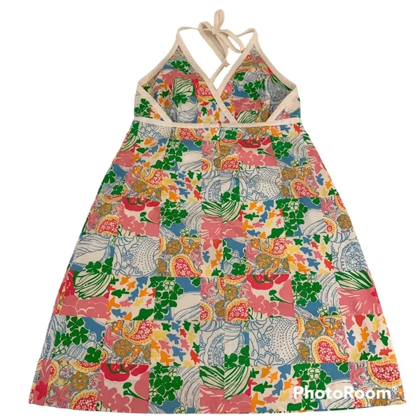 Lilly Pulitzer Vintage  Patchwork Print Halter Dress Size 4 - Image 6