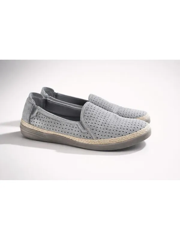 Clarks Collection Silver Perforated Slip-On Loafers Women - Image 4