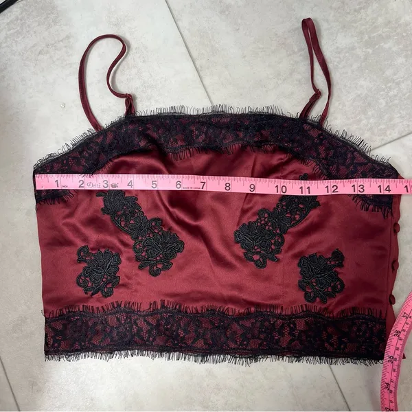 Goth Burgundy Lace Trim Crop Top size XS‎ - Image 4