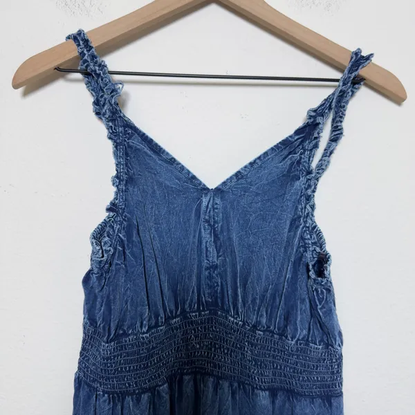 Lapogee Women Babydoll Maxi Denim Dress XL Tiered Boho Fairy Grunge Indie Sleaze - Image 4