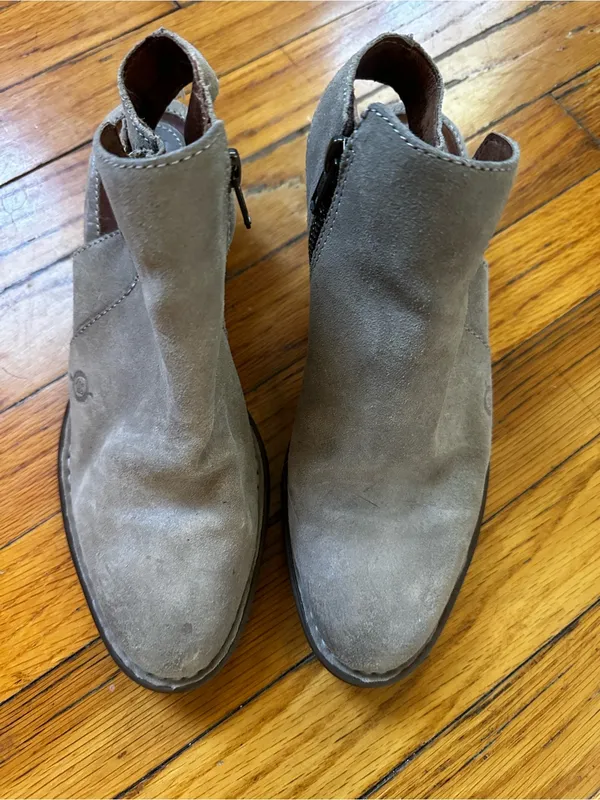 Börn Margret Taupe Suede Leather Open Back Heel Booties Buckle Ankle Boots 6.5 - Image 3