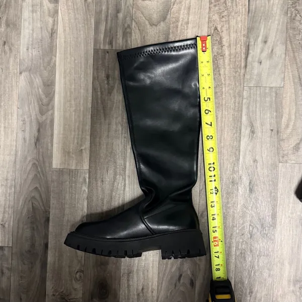 Amazon Black Chunky Vegan Leather knee high boots - Image 5