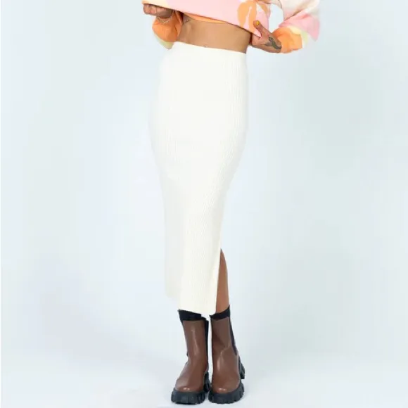 Princess Polly Tanna Midi Skirt Cream - Image 7