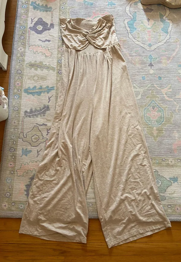 Tan Strapless Jumpsuit - Image 3