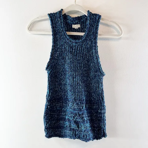 Pilcro Anthropologie Sweater Knit Tank Top Blue Small - Image 2
