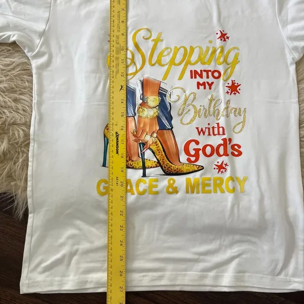 Source Unknown NWOT White Birthday Graphic Tee T-shirt Size Men M / Womens L - Image 4