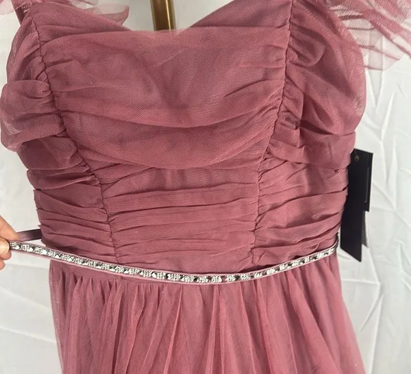 City Studio Womens Juniors Ruched Embellished Evening Dress Prom Mauve Pink 3 - Image 4