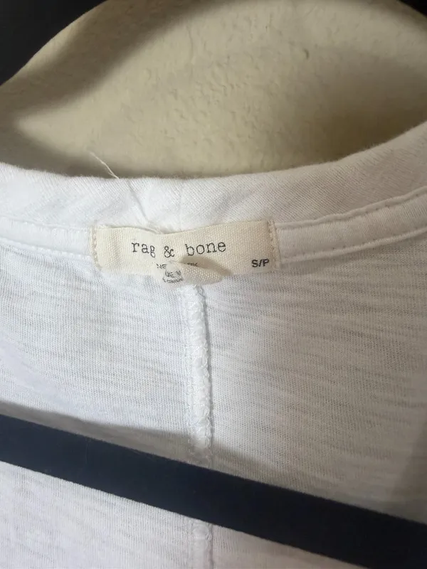 Rag & Bone Semi Sheer V Neck Short Sleeve Tee T Shirt White Size Small - Image 3